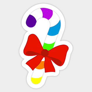 RAINBOW MULTICOLORED CHRISTMAS CANDY CAN WITH RED BOW Sticker